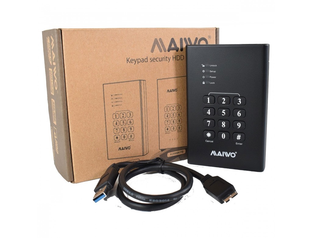 MAIWO USB 3.0 2.5 KEYPAD ENCRYPTED EXTERNAL HARD DRIVE ENCLOSURE-2